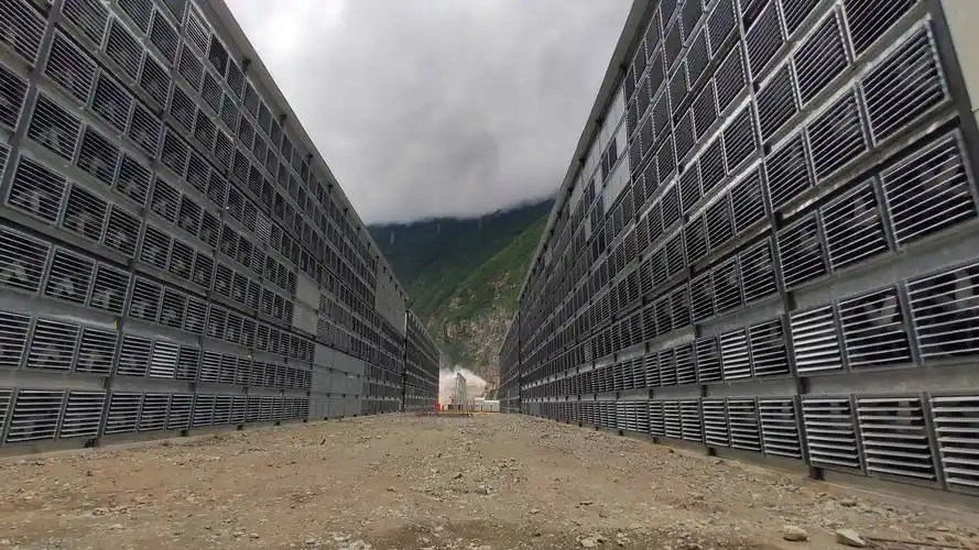 A well-organized mining farm showcasing rows of mining rigs and efficient cooling systems.