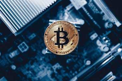 A vast Bitcoin mining farm with rows of operational mining rigs humming under LED lights