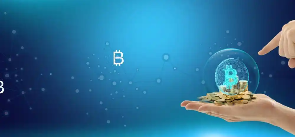 Bitcoin symbol hovering over exchange charts